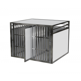 Cage de transport chien double avec séparation amovible en acier inoxydable
