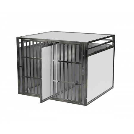 Cage de transport chien double avec séparation amovible en acier inoxydable