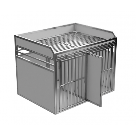 Cage de transport chien double avec séparation amovible en acier inoxydable
