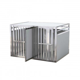 Cage de transport chien double avec séparation amovible en acier inoxydable